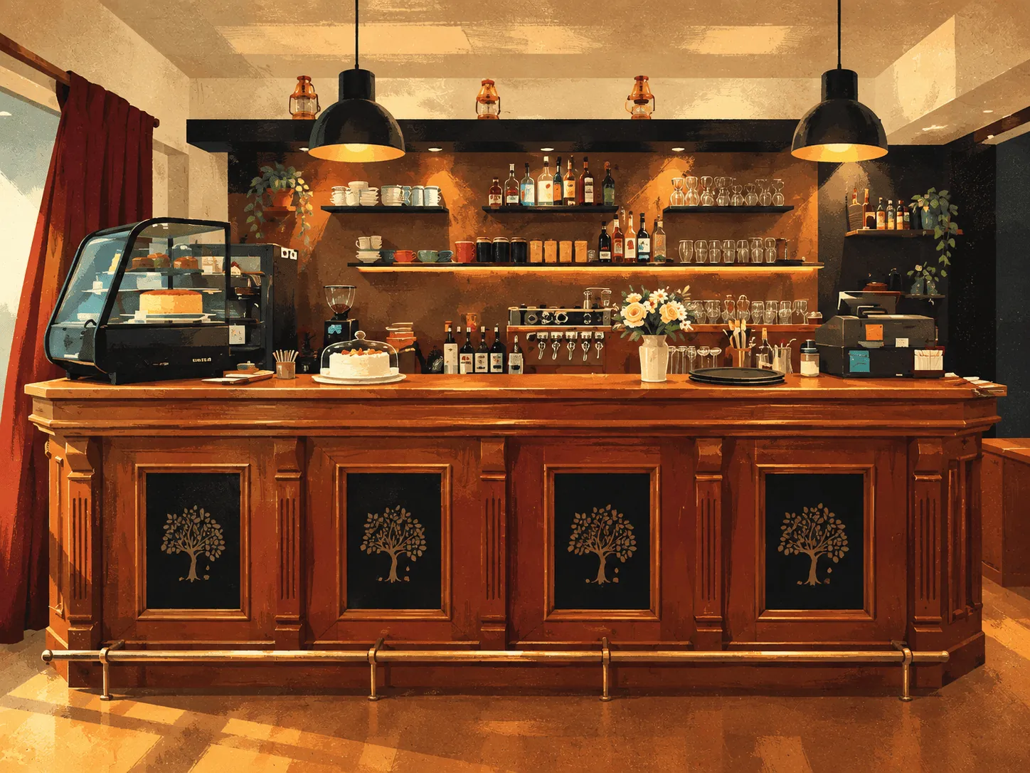 chill-coffee-shop-vaise-lyon Illustration de la vitrine de pâtisseries anglo-saxonnes du Chill Coffee Shop, Grande Rue de Vaise, Lyon 9e