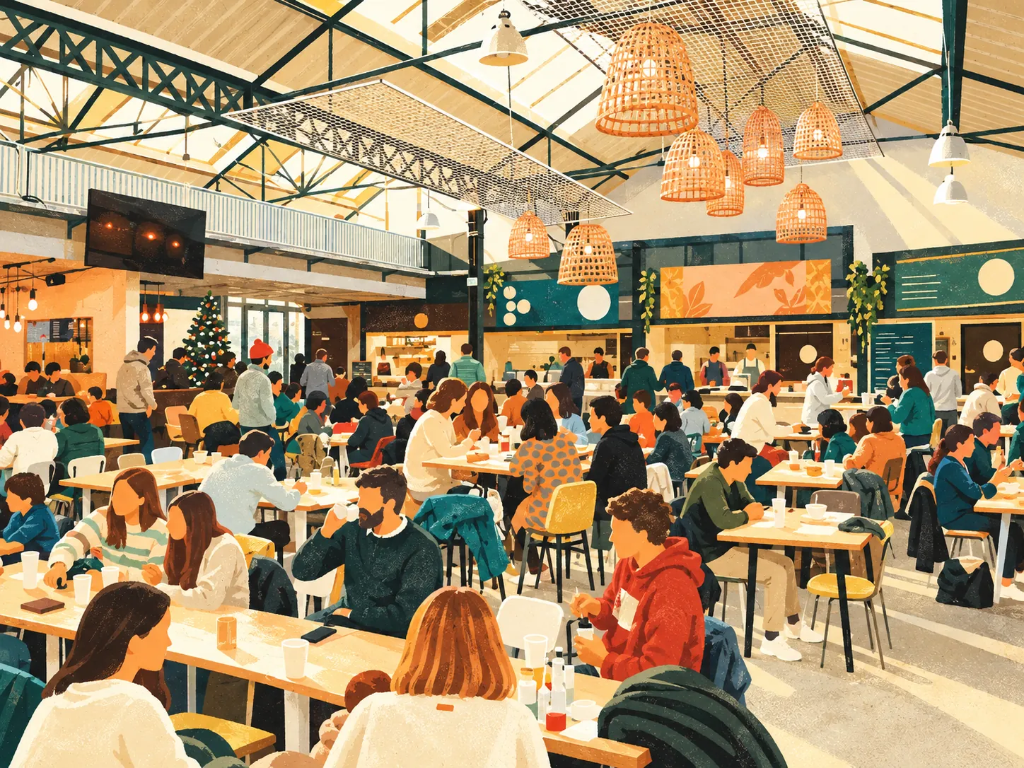 la-commune-gerland-lyon Illustration de La Commune, food court installé dans une ancienne menuiserie de Gerland, rue du Pré-Gaudry, Lyon 7e