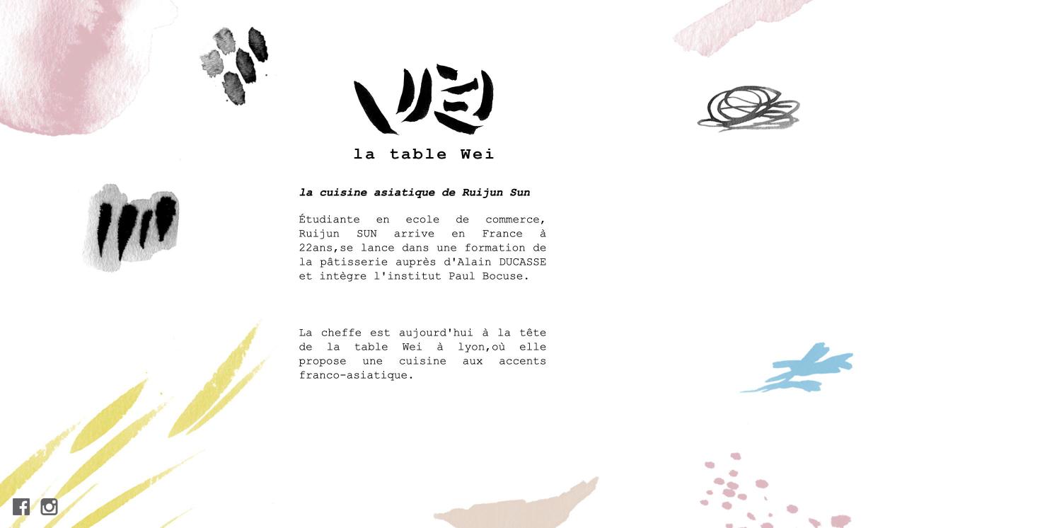Le logo et les touches d’aquarelle du site de La Table Wei, restaurant franco-asiatique à Lyon Le logo et les touches d’aquarelle du site de La Table Wei, restaurant franco-asiatique à Lyon