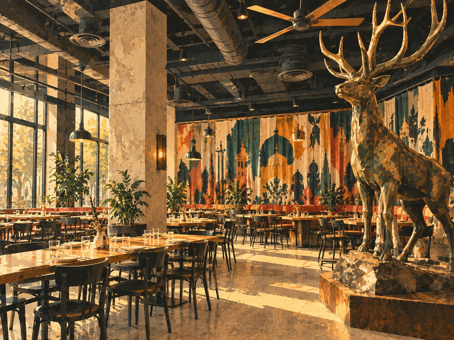 mob-hotel-brunch-confluence-lyon Illustration du buffet de brunch bio du MOB Hotel, quai Rambaud, face à la Saône dans le quartier Confluence (Lyon 2e)