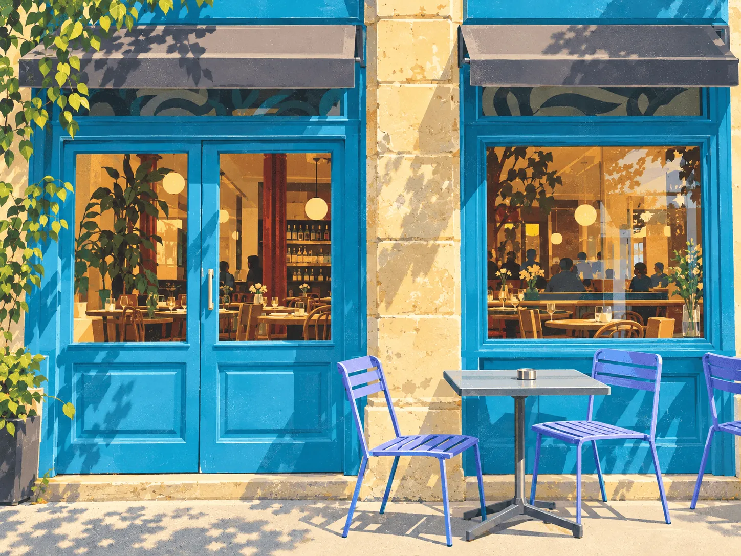 sauf-imprevu-lyon-6 Illustration de Sauf Imprévu, bistrot de cuisine du marché aux tables patinées, rue Pierre-Corneille, Lyon 6e